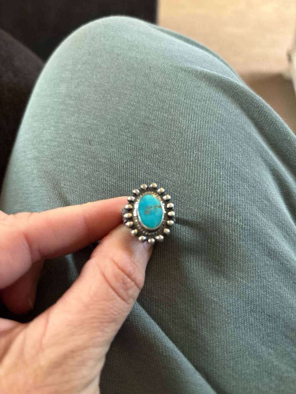 Vintage Navajo Sterling Silver and Sleeping Beauty Turquoise Ring